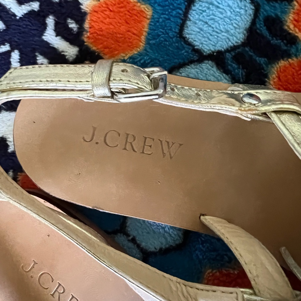 J Crew Gold Fringe Leather Sandals - Picture 2 of 3